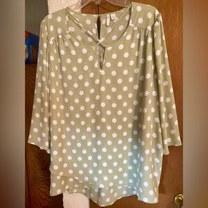 CATO 23”PTP Sz: XL Sage Green & Cream Polka Dot Crisscross Front Keyhole Closure